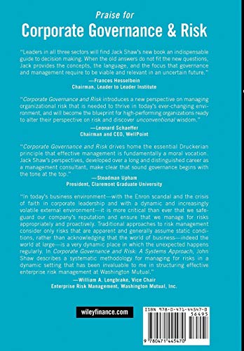 Corporate Governance and Risk: A Systems Approach (Wiley Finance)