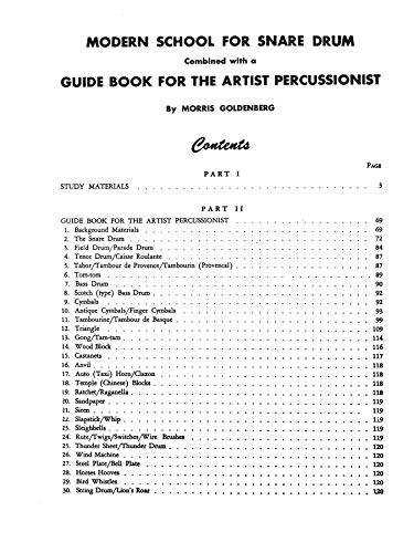 Modern School for Snare Drum: With a Guide Book for the Artist Percussionist -- Covering All of the Instruments of the Percussion Family (Morris Goldenberg Classics)