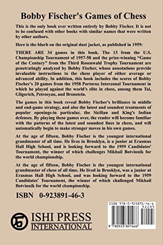 Bobby Fischer's Games of Chess — back cover