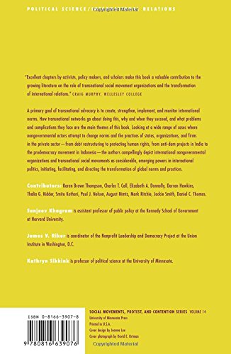 Restructuring World Politics: Transnational Social Movements, Networks, And Norms (Volume 14) (Social Movements, Protest and Contention)