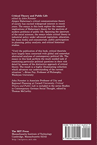 Critical Theory and Public Life (Studies in Contemporary German Social Thought) (Studies in Contemporary German Social Thought Series)
