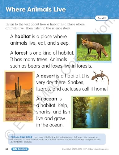 Evan-Moor Smart Start STEM Workbook, Grade 1, Science, Technology, Engineering, Math, Hands On Activities, Problem Solving, Critical Thinking, Fine Motor Skills, Sequencing, Animals, Homeschool