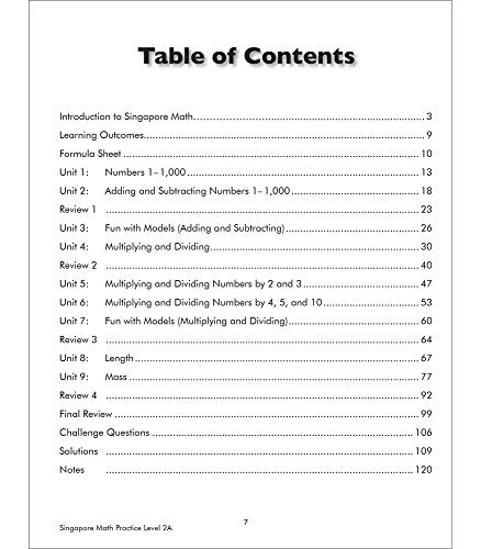 Singapore Math Practice Workbook-Level 2A Grade 3 Math Book, Adding and Subtracting Within 1,000, Multiplying, Dividing, Measuring Length and Mass (128 pgs)