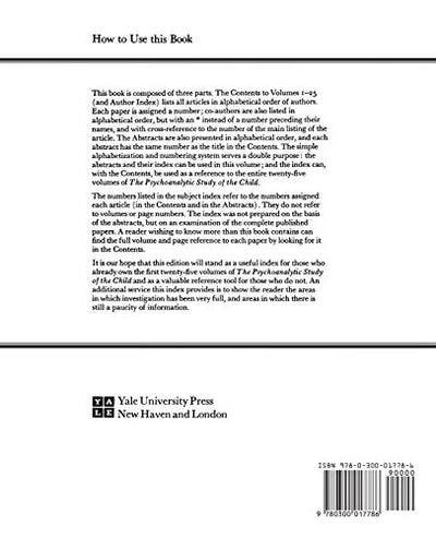 The Psychoanalytic Study of the Child, Volumes 1-25: Abstracts and Index (The Psychoanalytic Study of the Child Series)