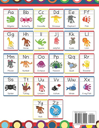 My First Alphabet Handprint: ABC Animal Handprint End of the year activity, Ages 3-5, PreK, Kindergarten, Preschool, Gift