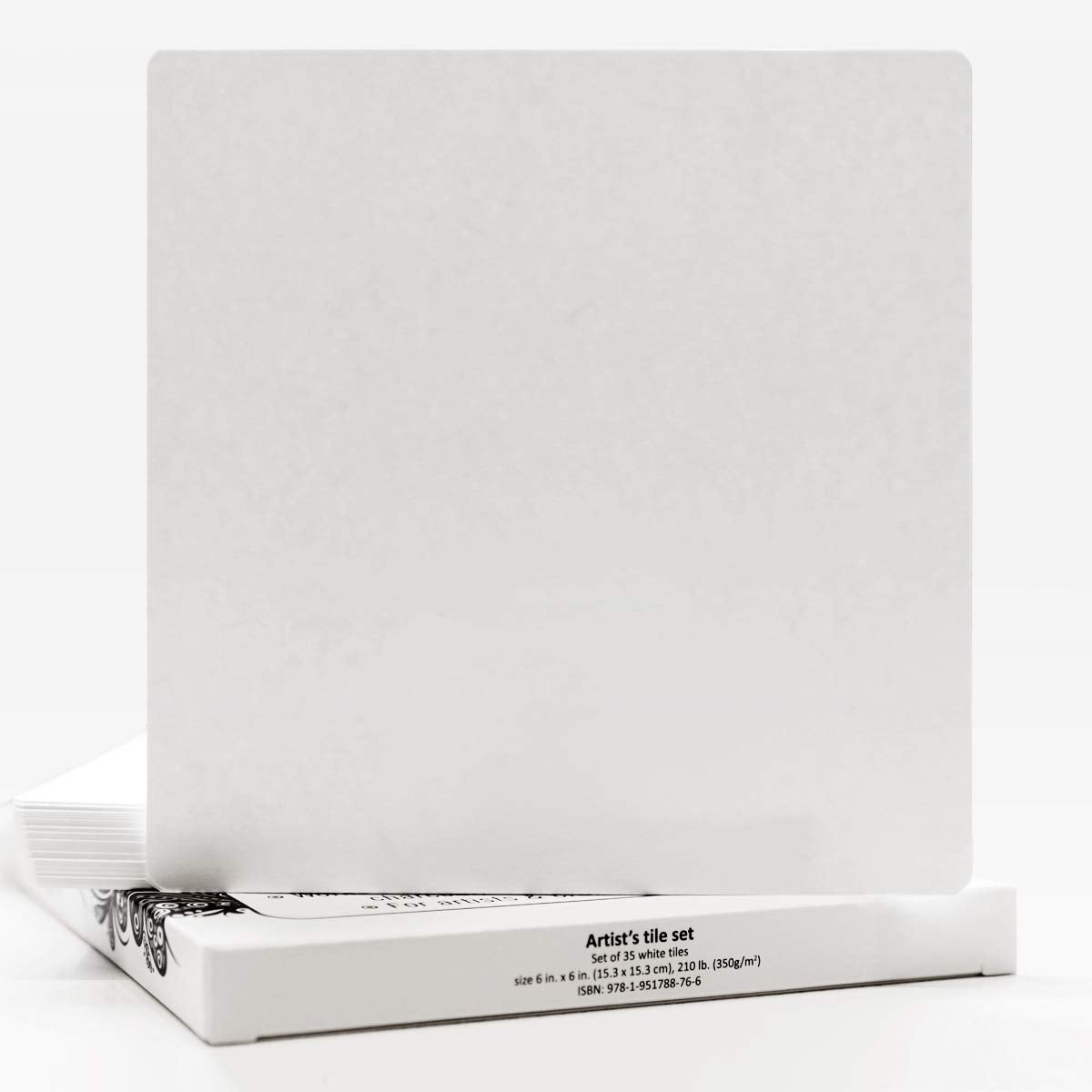 Artist's Tile Set: White Thick 210 lb Paper, 17 pt, 6x6 inches. Pack of 35 Square Sheets. Heavyweight Paper for tangles, Patterns, Mandalas and Miniature Drawings. Blank Index Flash Note Cards