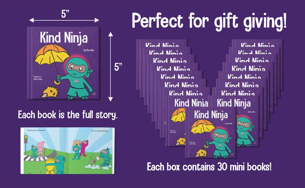 Kind Ninja Mini Books Classroom or Party Gift Set (30 Mini Books)