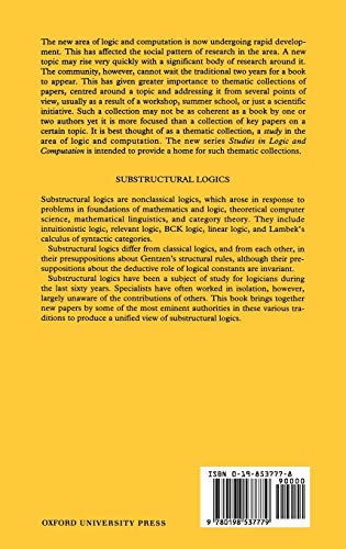 Substructural Logics (Studies in Logic and Computation)