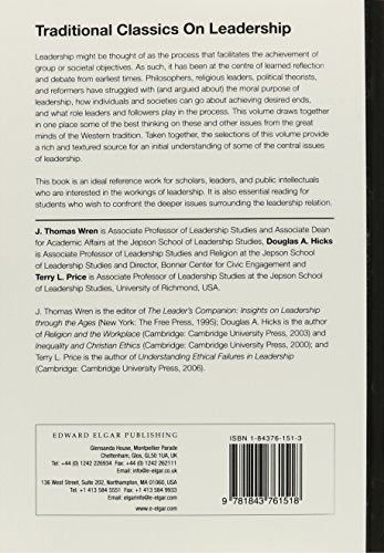 Traditional Classics on Leadership (An Elgar Critical Writings Reader) — back cover
