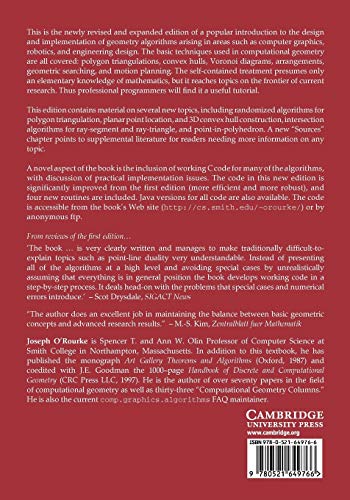 Computational Geometry in C (Cambridge Tracts in Theoretical Computer Science (Paperback))