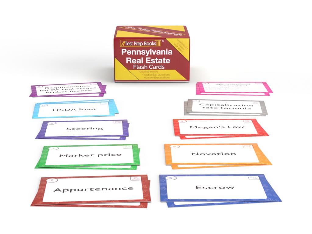 Pennsylvania Real Estate Study Cards: Pennsylvania Real Estate License Exam Prep 2025-2026 with Practice Test Questions [Full Color Cards]