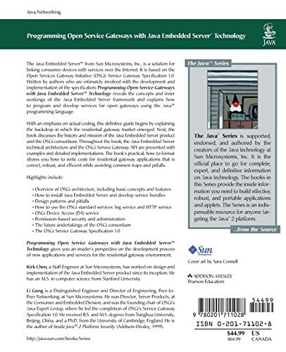 Programming Open Service Gateways with Java Embedded Server Technology