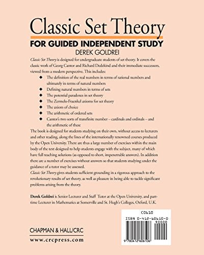 Classic Set Theory (Chapman & Hall Mathematics S) — back cover