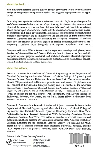 Surfaces of Nanoparticles and Porous Materials (Surfactant Science) — back cover