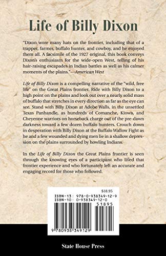 Life of Billy Dixon — back cover