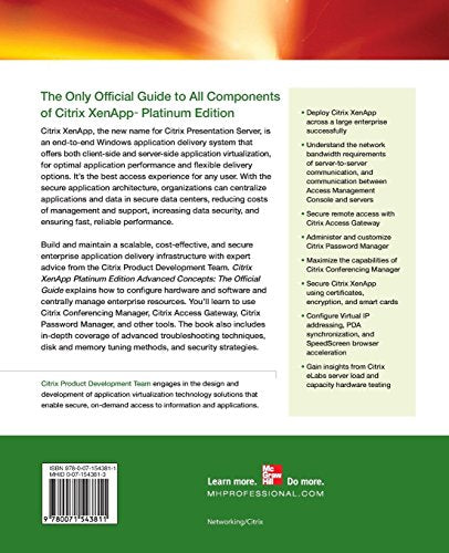 Citrix XenApp Platinum Edition Advanced Concepts: The Official Guide