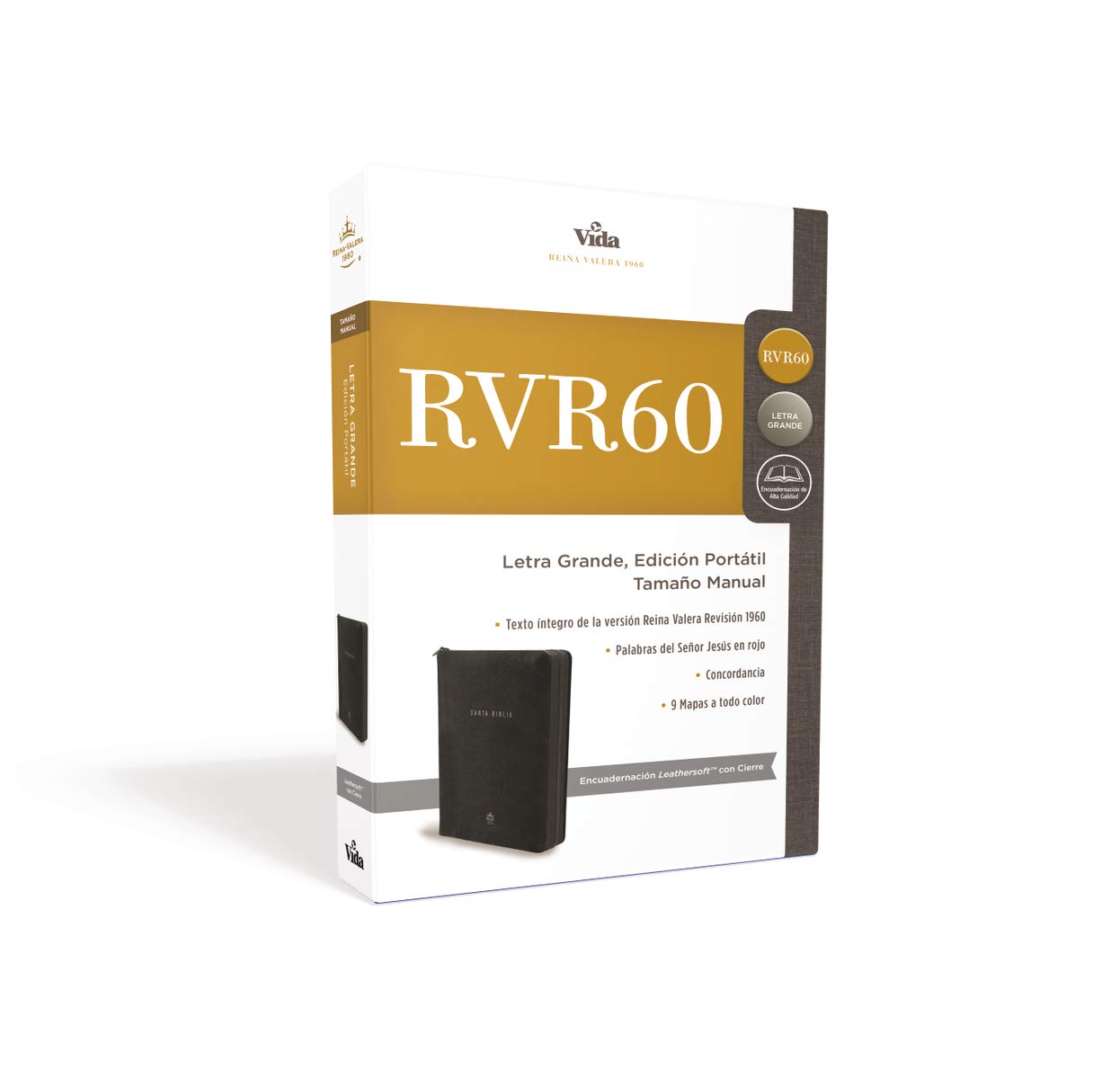 RVR60, Santa Biblia, Letra grande, Edicin porttil, Leathersoft, Negro, Palabras de Jess en Rojo, con cierre (Spanish Edition)