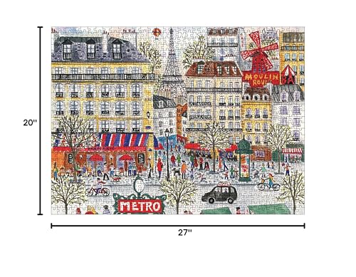 Galison Michael Storrings Paris Puzzle, 1,000 Pieces, 20x27 - Fun and Challenging - Piece Together a Charming Paris Scene Complete with The Metro, Cafes, Shops, and The Iconic Eiffel Tower, 1000