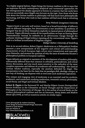 Modernism as a Philosophical Problem: On the Dissatisfactions of European High Culture
