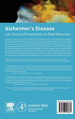 Alzheimer's Disease: Life Course Perspectives on Risk Reduction