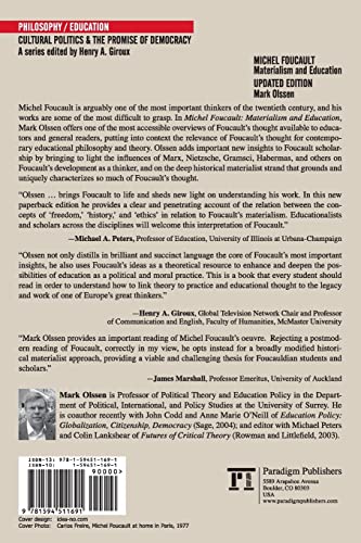 Michel Foucault: Materialism and Education (Cultural Politics and the Promise of Democracy) (Cultural Politics & the Promise of Democracy)