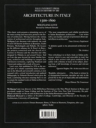 Architecture in Italy, 1500-1600 (The Yale University Press Pelican History of Art) — back cover