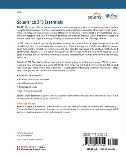 Solaris 10 ZFS Essentials — back cover