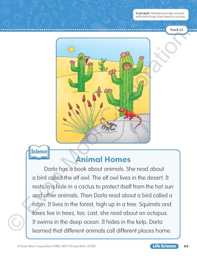 Evan-Moor Smart Start STEM Workbook, Grade 1, Science, Technology, Engineering, Math, Hands On Activities, Problem Solving, Critical Thinking, Fine Motor Skills, Sequencing, Animals, Homeschool