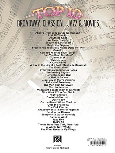 Top 10 Broadway, Classical, Jazz & Movies: 40 Intermediate to Early Advanced Piano Arrangements (Top 10 Series)