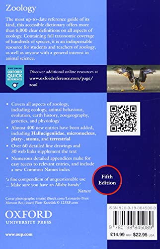 Oxford Dictionary of Zoology (Oxford Quick Reference)