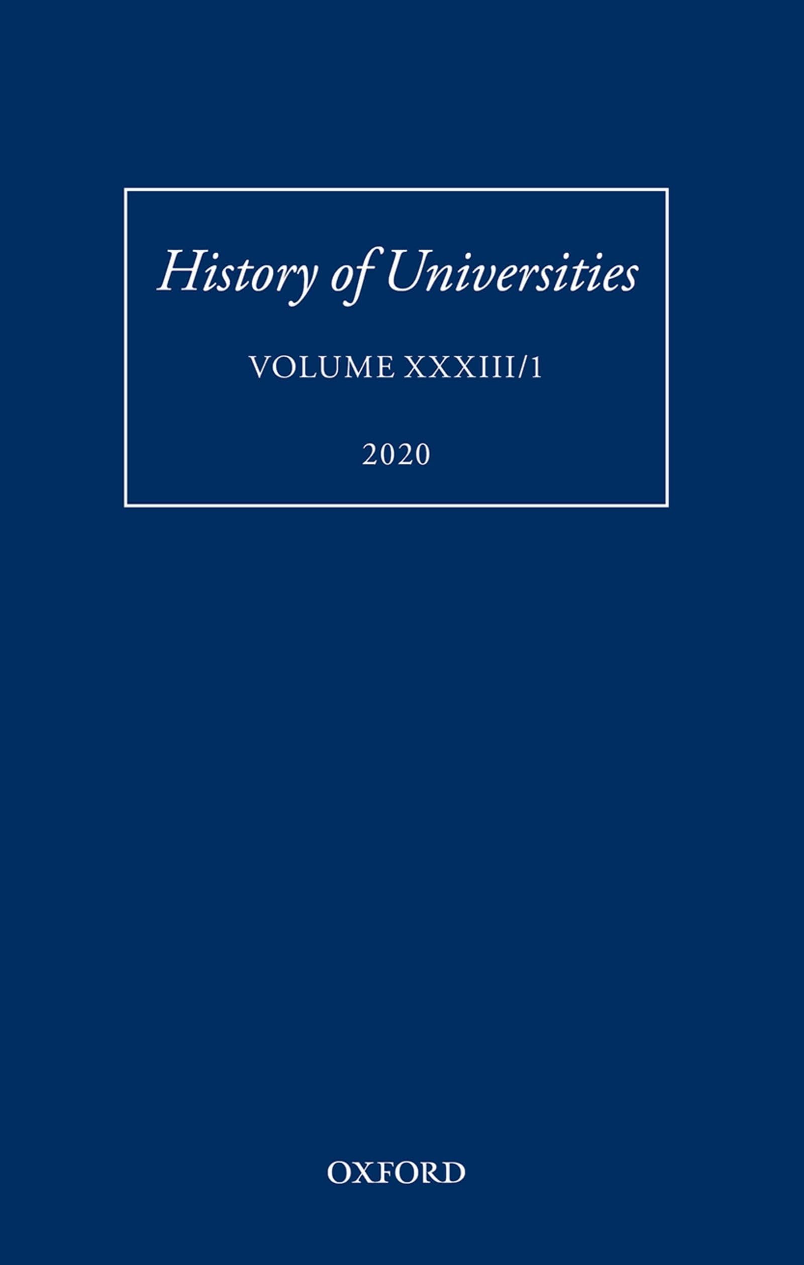 History of Universities XXXIII/1 (History of Universities Series)