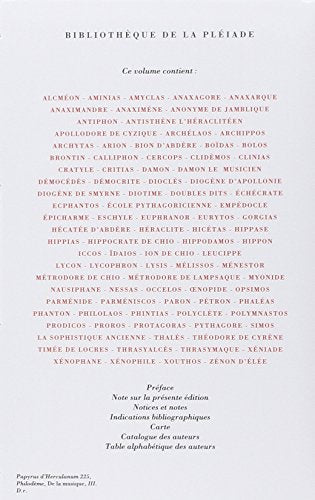 Les Presocratiques (Bibliotheque de la Pleiade) (French Edition)