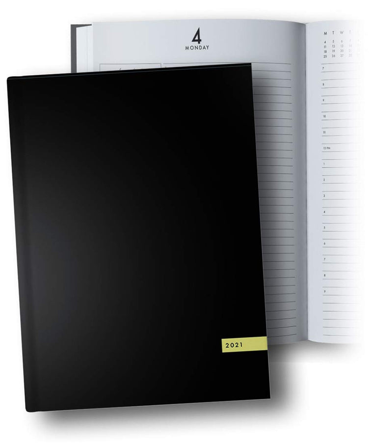 Day Planner 2021 Large: 8.5" x 11" 2021 Daily Planner, Hardcover, 1 Page per Day, Jan - Dec 2021, 12 Month, Dated Planner 2021 Productivity, XXL Planner, Black