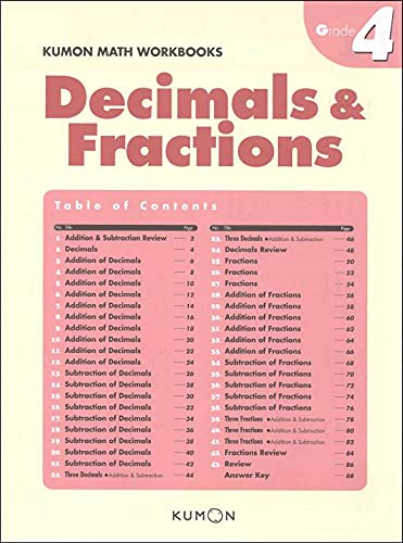Kumon Grade 4 Decimals & Fractions (Kumon Math Workbooks)