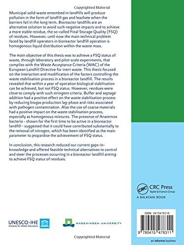 Enhanced stabilisation of municipal solid waste in bioreactor landfills: UNESCO-IHE PhD Thesis