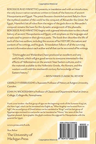 Berossos and Manetho, Introduced and Translated: Native Traditions in Ancient Mesopotamia and Egypt