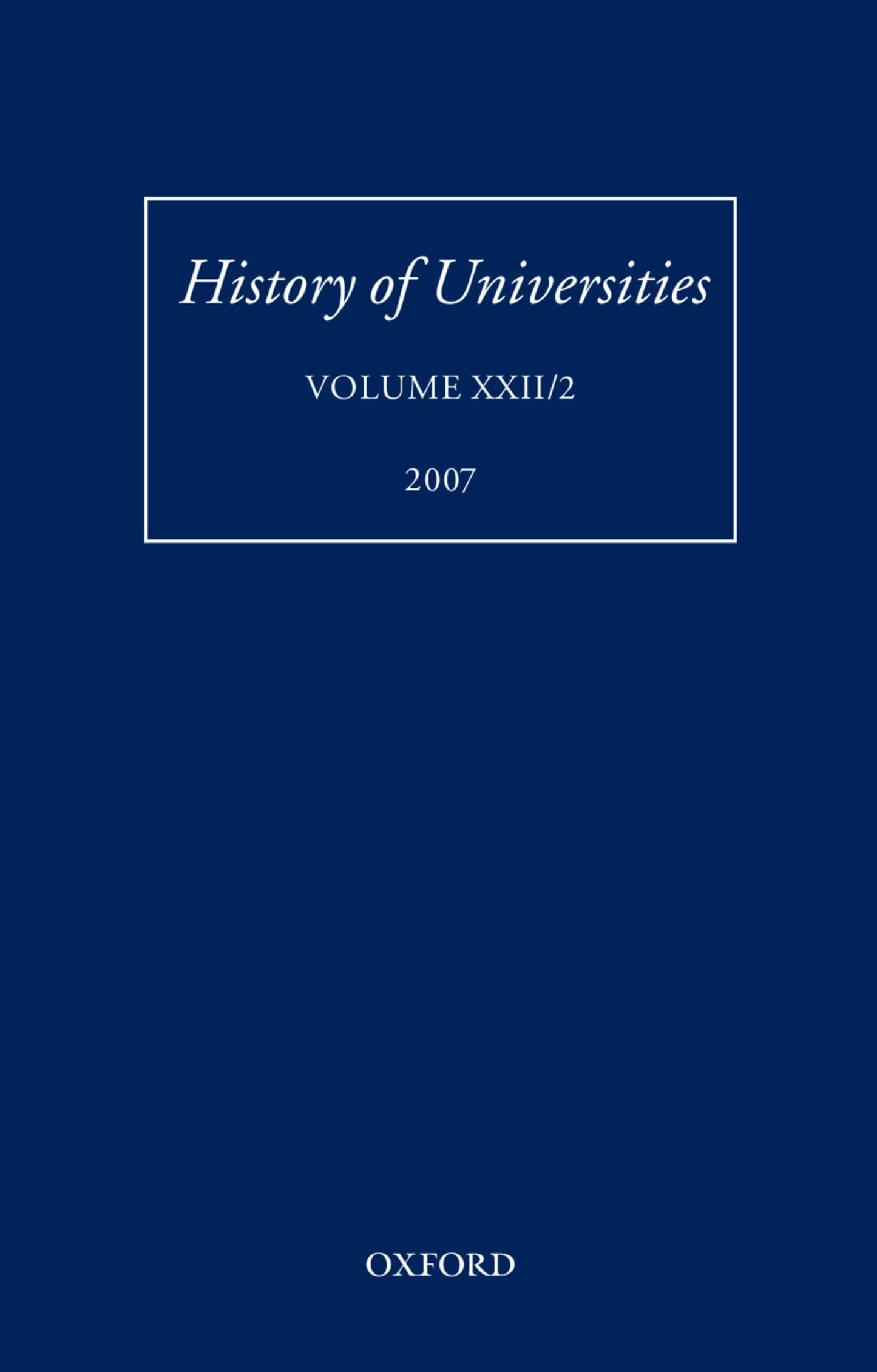 History of Universities: Volume XXII/2 (History of Universities Series)