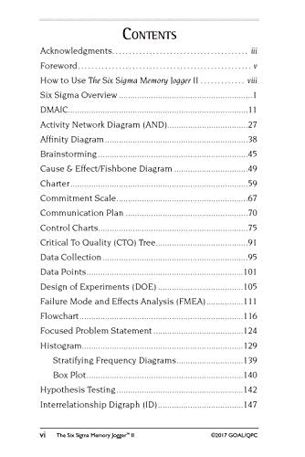 Six Sigma Memory Jogger II: A Pocket Guide