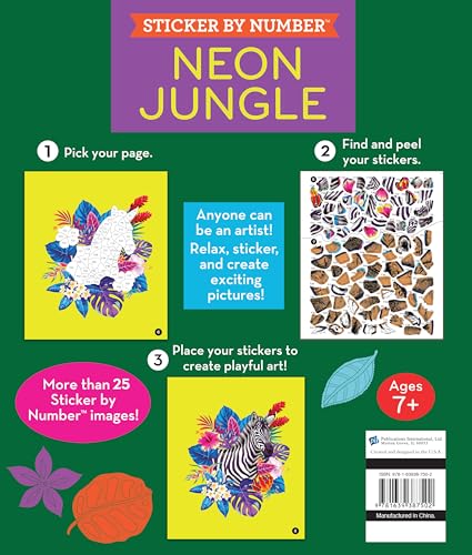 Brain Games - Sticker by Number: Neon Jungle (28 Images to Sticker)