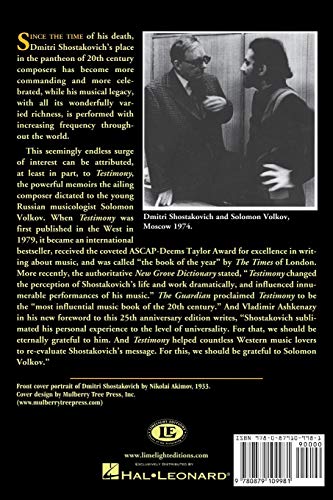Testimony: The Memoirs of Dmitri Shostakovich (Limelight)
