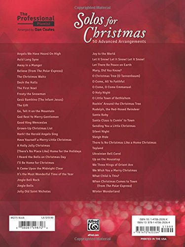 The Professional Pianist -- Solos for Christmas: 50 Advanced Arrangements — back cover