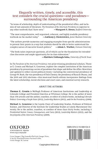 The Paradoxes of the American Presidency by Cronin, Thomas E