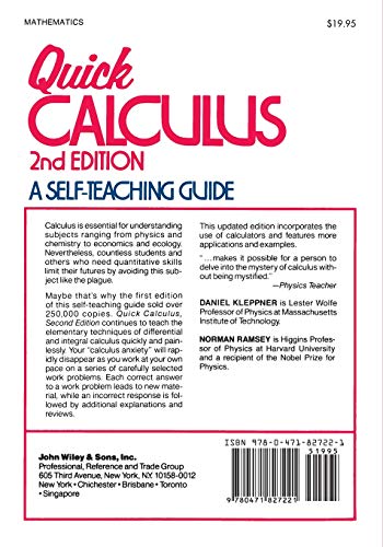 Quick Calculus: A Self-Teaching Guide, 2nd Edition