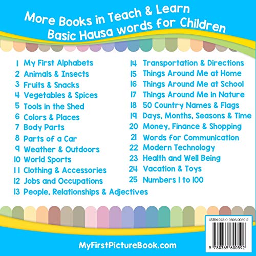 My First Hausa Alphabets Picture Book with English Translations: Bilingual Early Learning & Easy Teaching Hausa Books for Kids (Teach & Learn Basic Hausa words for Children)