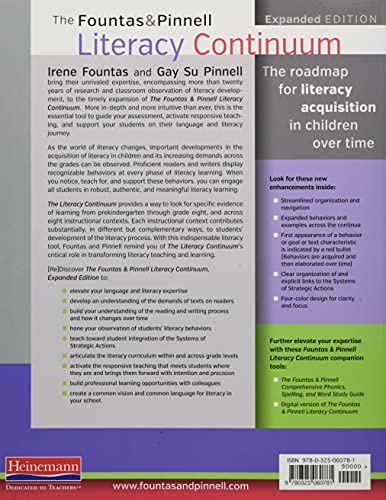 The Fountas & Pinnell Literacy Continuum, Expanded Edition: A Tool for Assessment, Planning, and Teaching, PreK-8