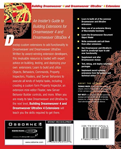 Building Dreamweaver 4 and Dreamweaver UltraDev 4 Extensions