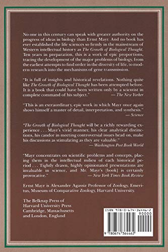 The Growth of Biological Thought: Diversity, Evolution, and Inheritance — back cover
