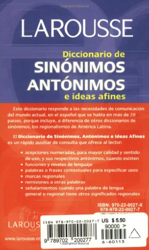 Diccionario de sinónimos, antónimos, e ideas afines (Spanish Edition)