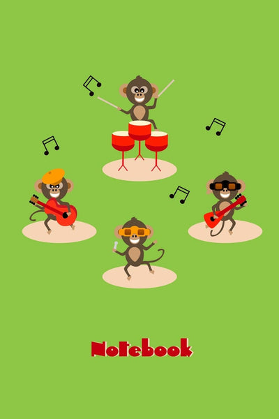 Cheerful Chimps Rock Band Stage Performance Notebook: Cute funny monkeys rocking it out at the music concert! Each page is headed up with Subject and ... to easily organise and reference your notes.