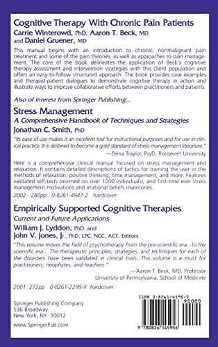 Cognitive Therapy with Chronic Pain Patients — back cover